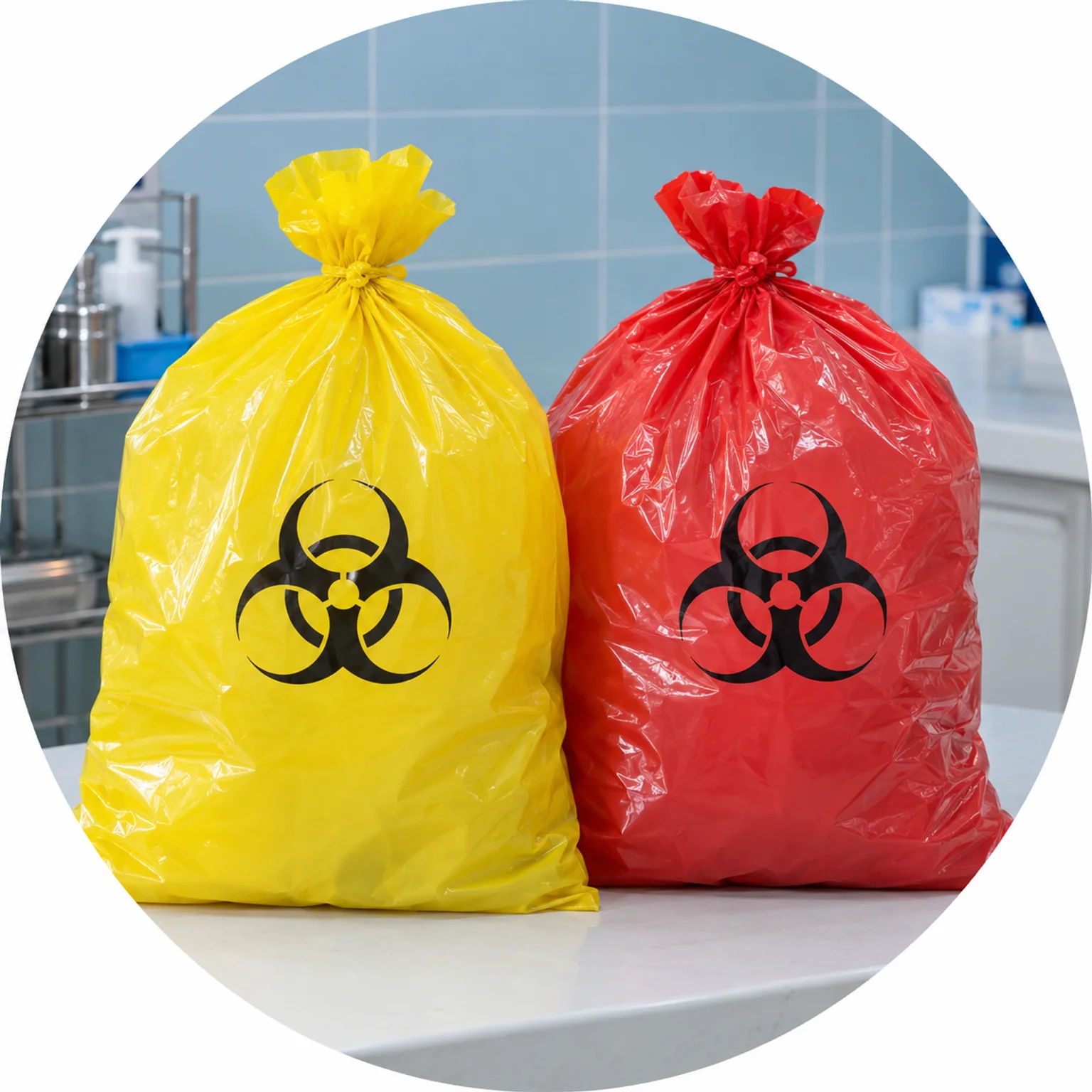 Yellow and red biomedical waste bags